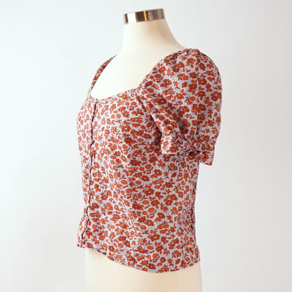Madewell Button-Front Smocked-Back Top in Piccola Floral - 4