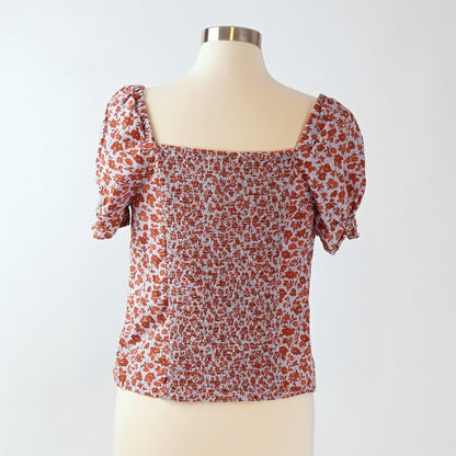 Madewell Button-Front Smocked-Back Top in Piccola Floral - 4