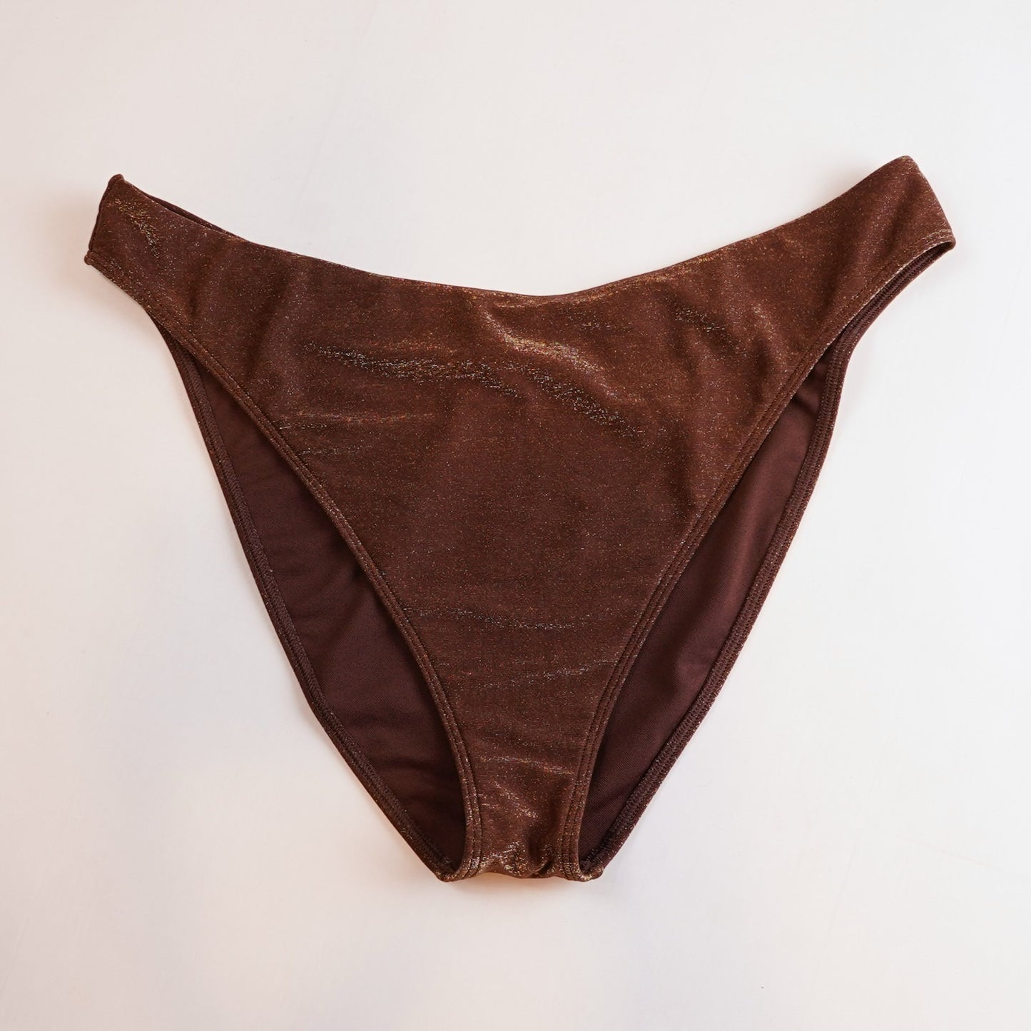 Abercrombie Brown Shimmer CurveLove Mid-Rise High-Leg Bikini Bottoms -  XL