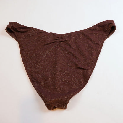 Abercrombie Brown Shimmer CurveLove Mid-Rise High-Leg Bikini Bottoms -  XL