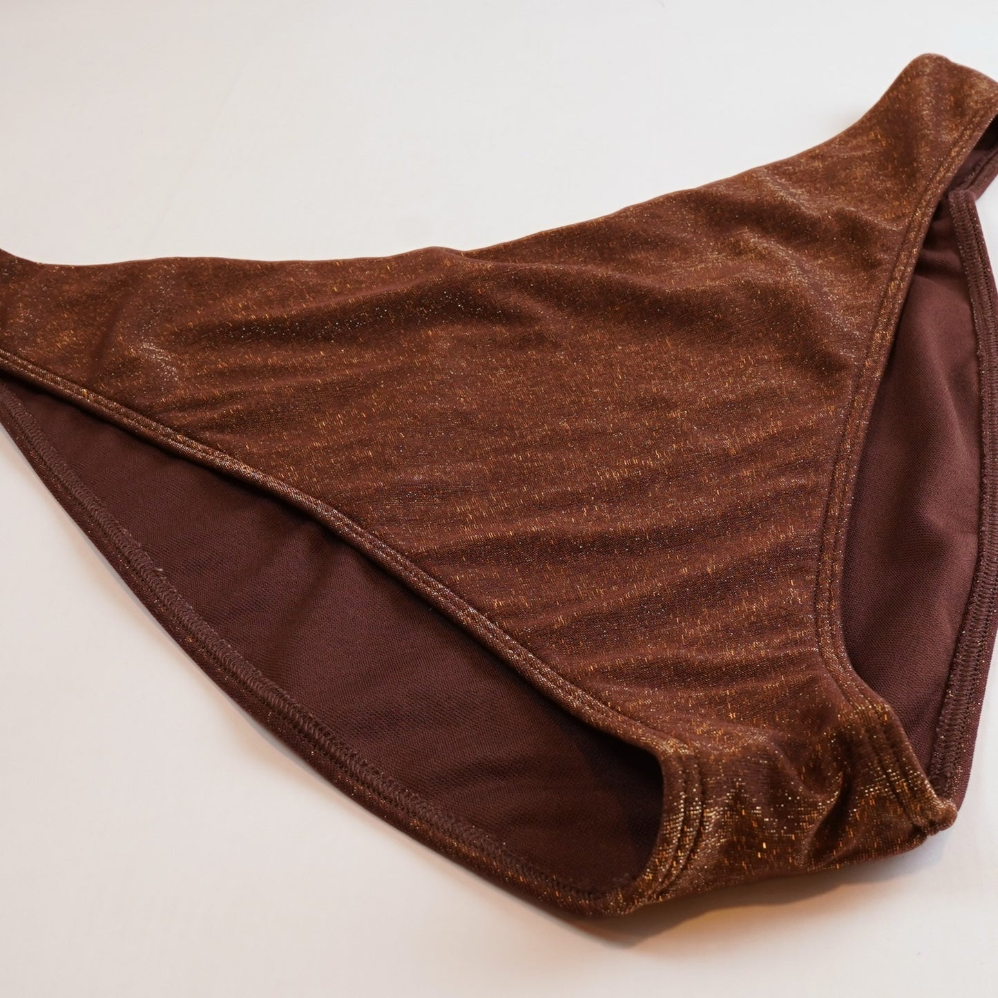 Abercrombie Brown Shimmer CurveLove Mid-Rise High-Leg Bikini Bottoms -  XL