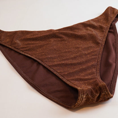 Abercrombie Brown Shimmer CurveLove Mid-Rise High-Leg Bikini Bottoms -  XL