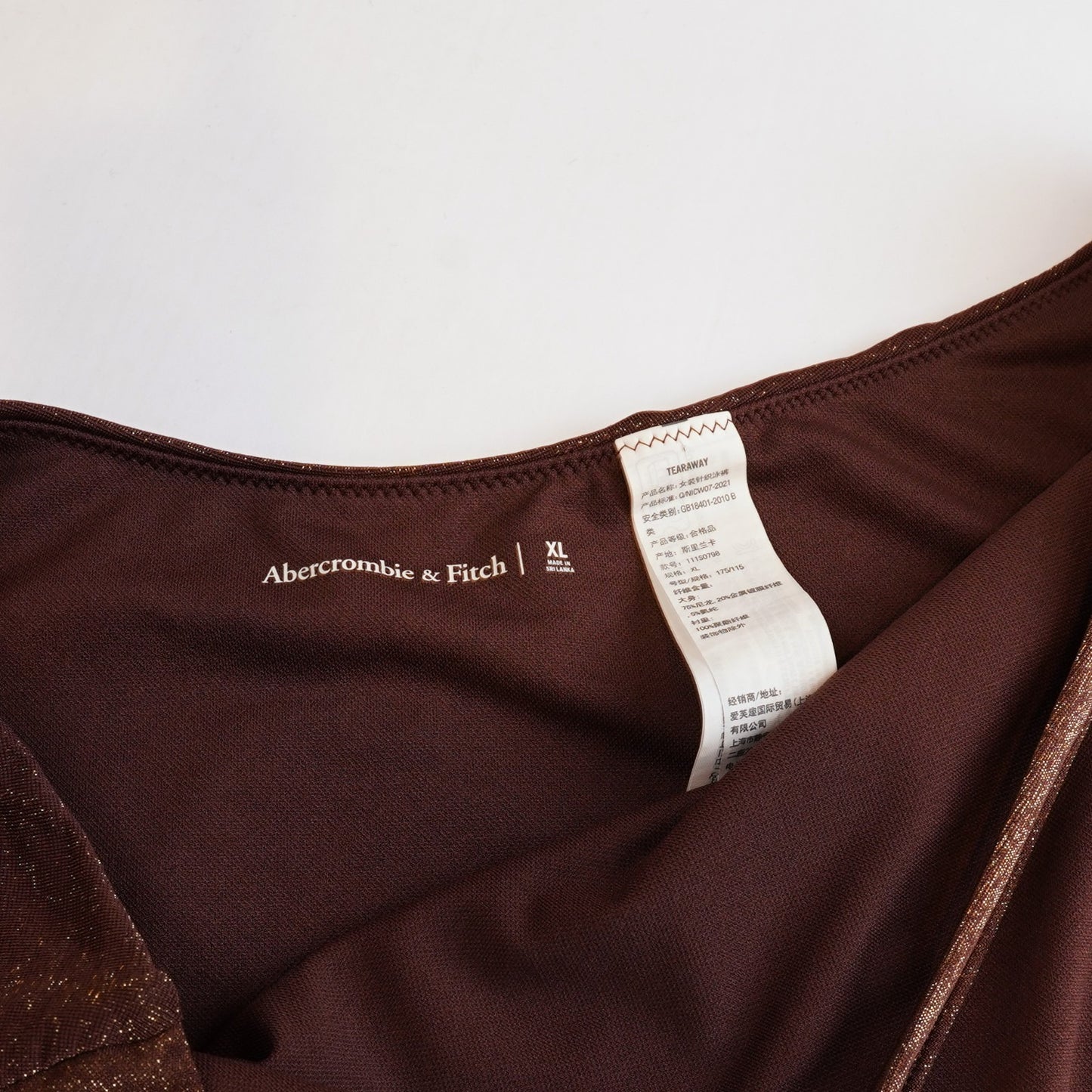 Abercrombie Brown Shimmer CurveLove Mid-Rise High-Leg Bikini Bottoms -  XL