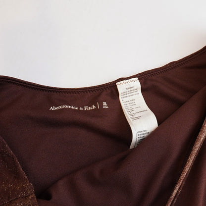 Abercrombie Brown Shimmer CurveLove Mid-Rise High-Leg Bikini Bottoms -  XL