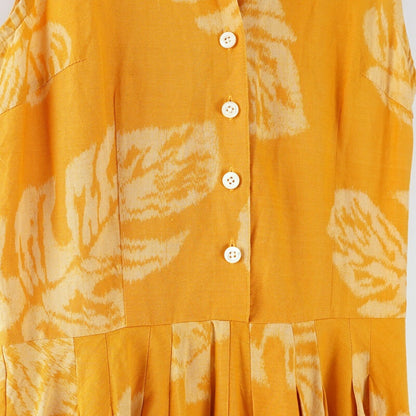 Samantha Sung Yellow Leaf Print Dress - S