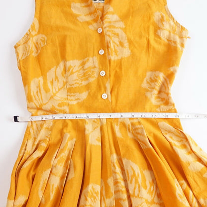 Samantha Sung Yellow Leaf Print Dress - S