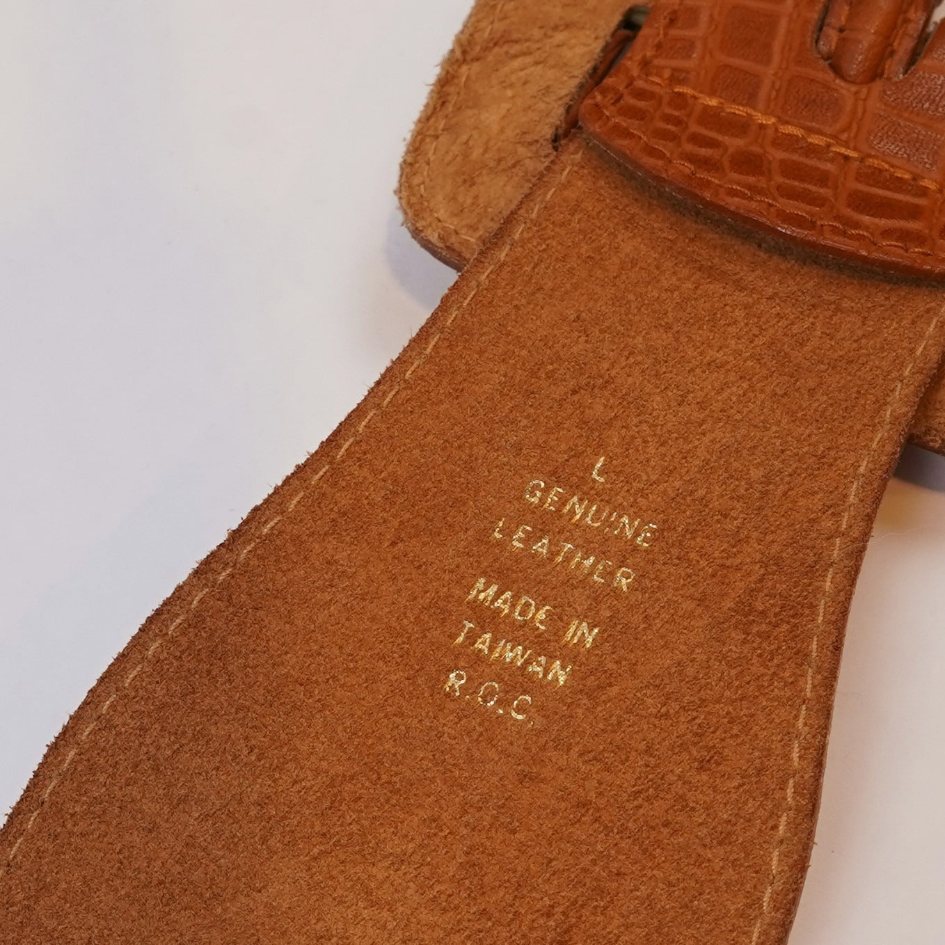 Express Vintage Chestnut Brown Croc Embossed Leather Chunky Belt - L