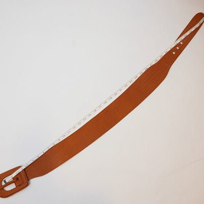 Express Vintage Chestnut Brown Croc Embossed Leather Chunky Belt - L