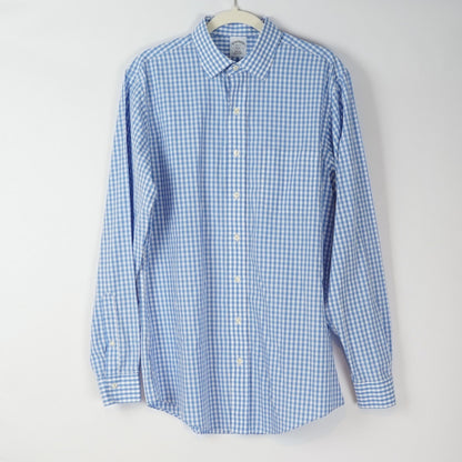 Brooks Brothers Slim Fit Long Sleeve Button Down Poplin Gingham - Large 16-6/7