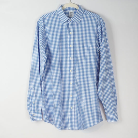 Brooks Brothers Slim Fit Long Sleeve Button Down Poplin Gingham - Large 16-6/7
