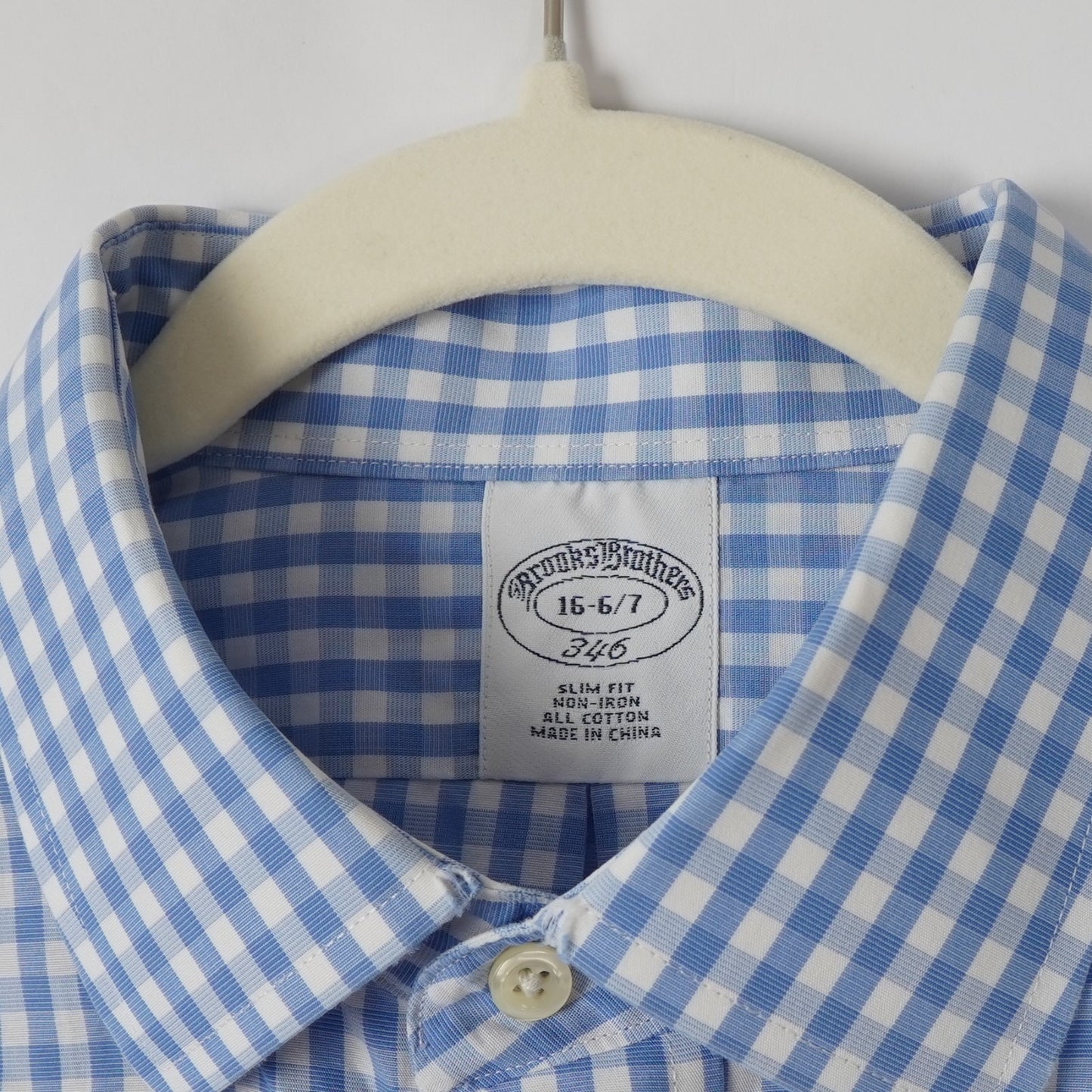 Brooks Brothers Slim Fit Long Sleeve Button Down Poplin Gingham - Large 16-6/7
