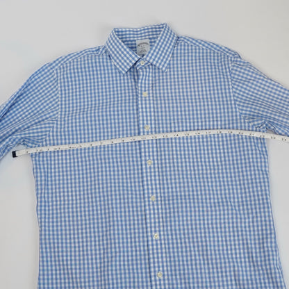 Brooks Brothers Slim Fit Long Sleeve Button Down Poplin Gingham - Large 16-6/7