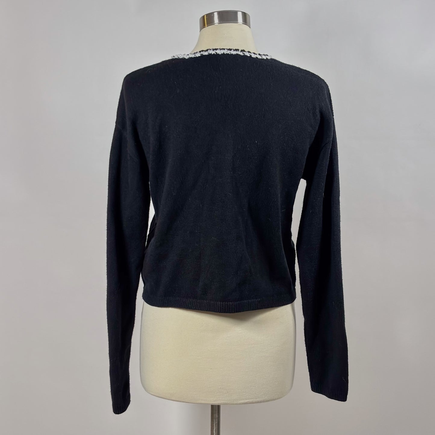 Laundry by Shelli Segal Diamond Design Black White Crochet Cardigan - M