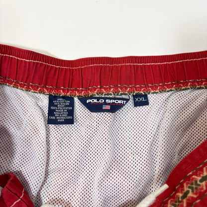 Polo Sport Ralph Lauren Red Tribal Aztec Swim Trunks Vintage - XXL