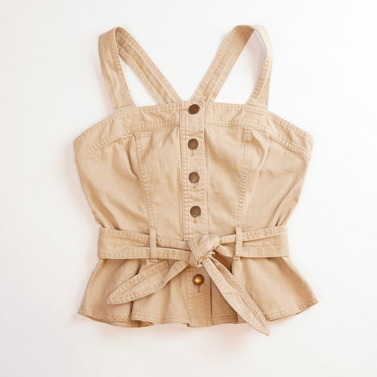 Marissa Webb Beige Button Front Vest Tank Top - 4