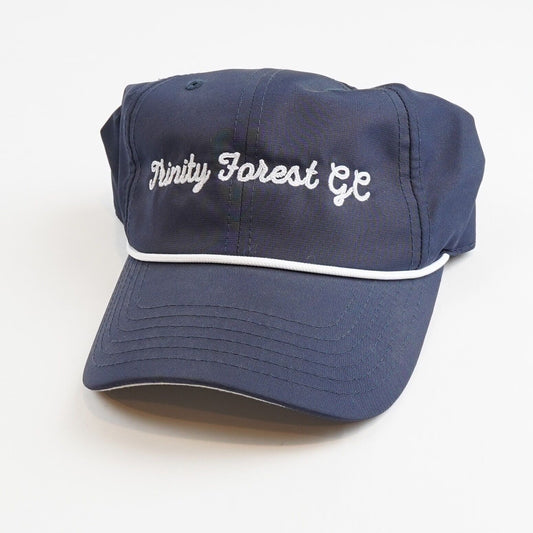 Trinity Forest Golf Club Script Navy White Rope Hat