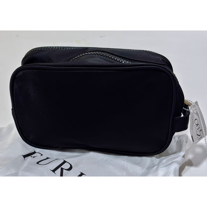 Furla Tessuto Nylon Travel Cosmetic Bag Pouch Black Gold