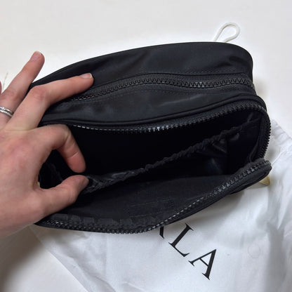 Furla Tessuto Nylon Travel Cosmetic Bag Pouch Black Gold