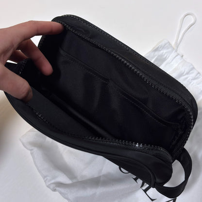 Furla Tessuto Nylon Travel Cosmetic Bag Pouch Black Gold