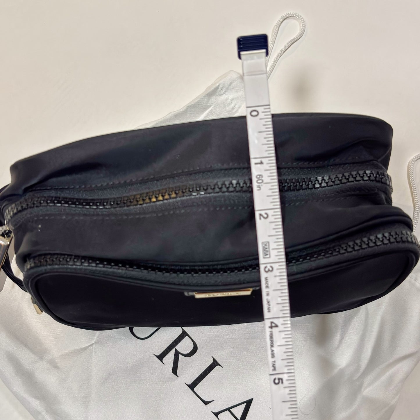 Furla Tessuto Nylon Travel Cosmetic Bag Pouch Black Gold