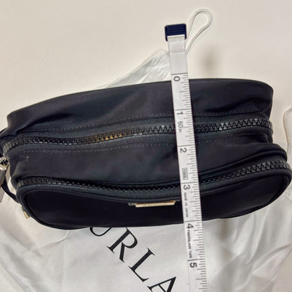 Furla Tessuto Nylon Travel Cosmetic Bag Pouch Black Gold