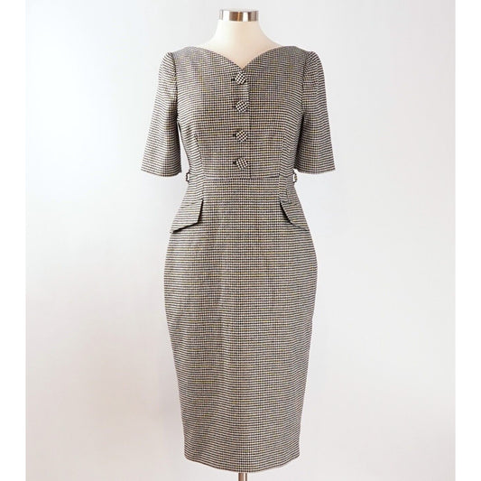 L.K. Bennett Nina Houndstooth Sweetheart Sheath Dress - 8
