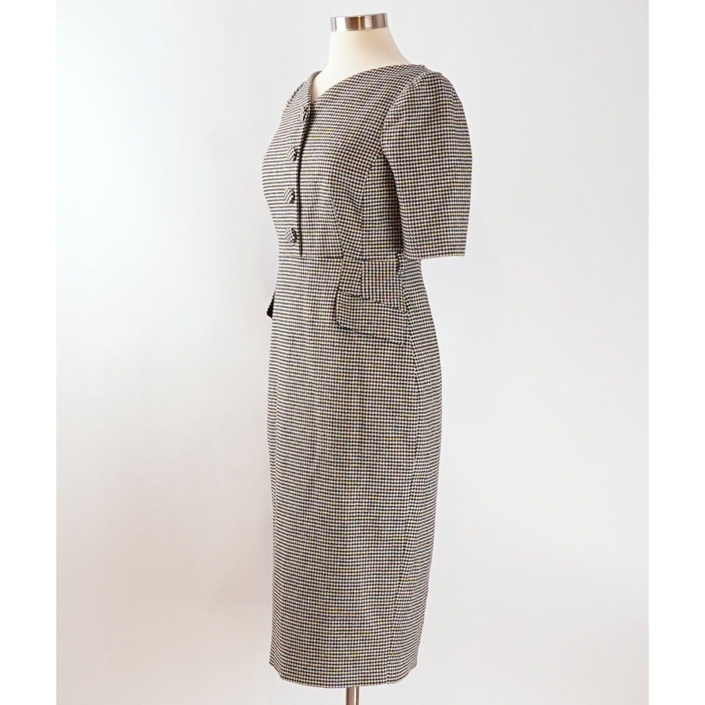 L.K. Bennett Nina Houndstooth Sweetheart Sheath Dress - 8