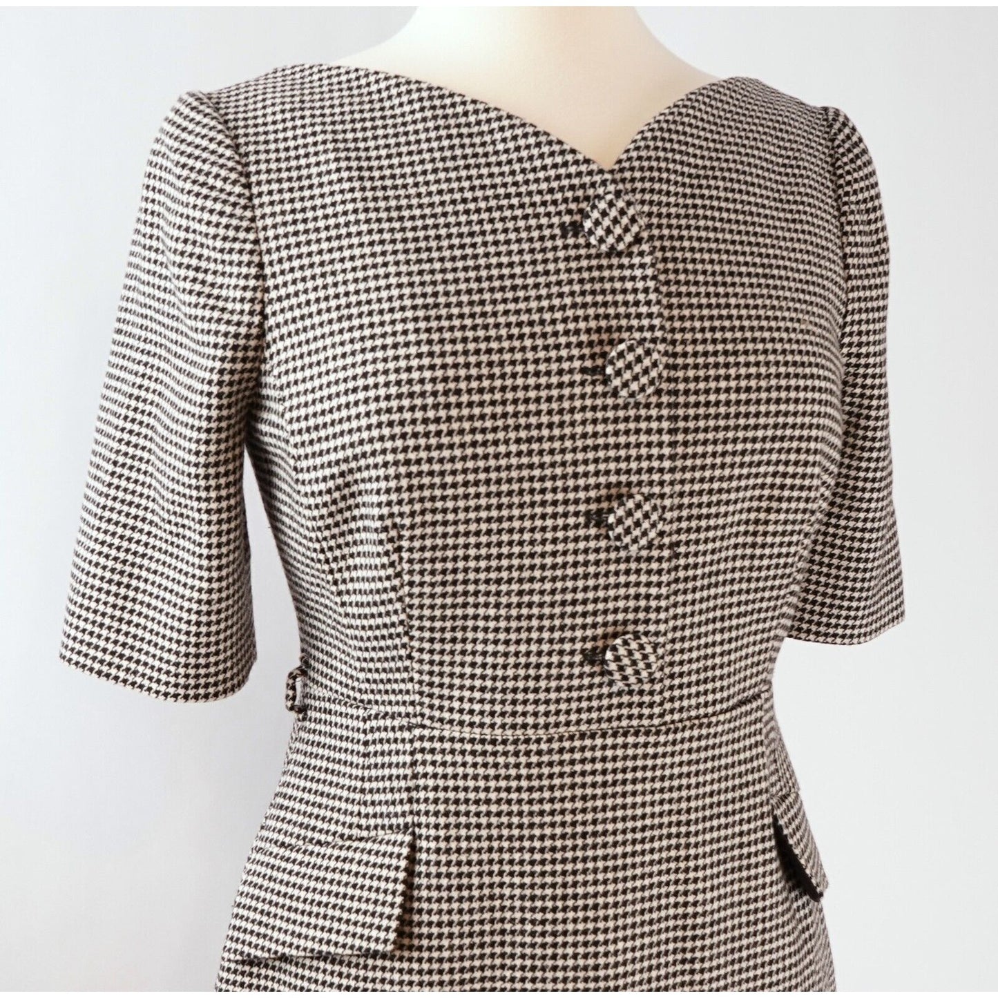 L.K. Bennett Nina Houndstooth Sweetheart Sheath Dress - 8
