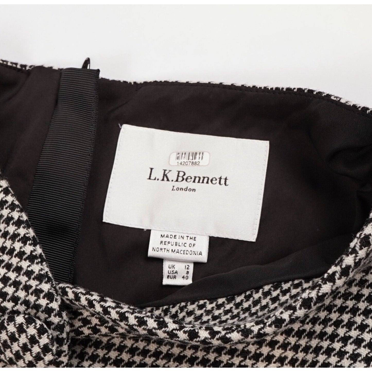 L.K. Bennett Nina Houndstooth Sweetheart Sheath Dress - 8