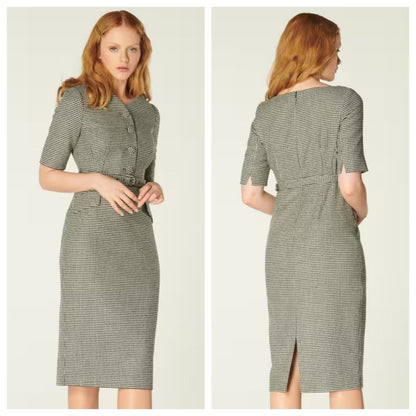L.K. Bennett Nina Houndstooth Sweetheart Sheath Dress - 8