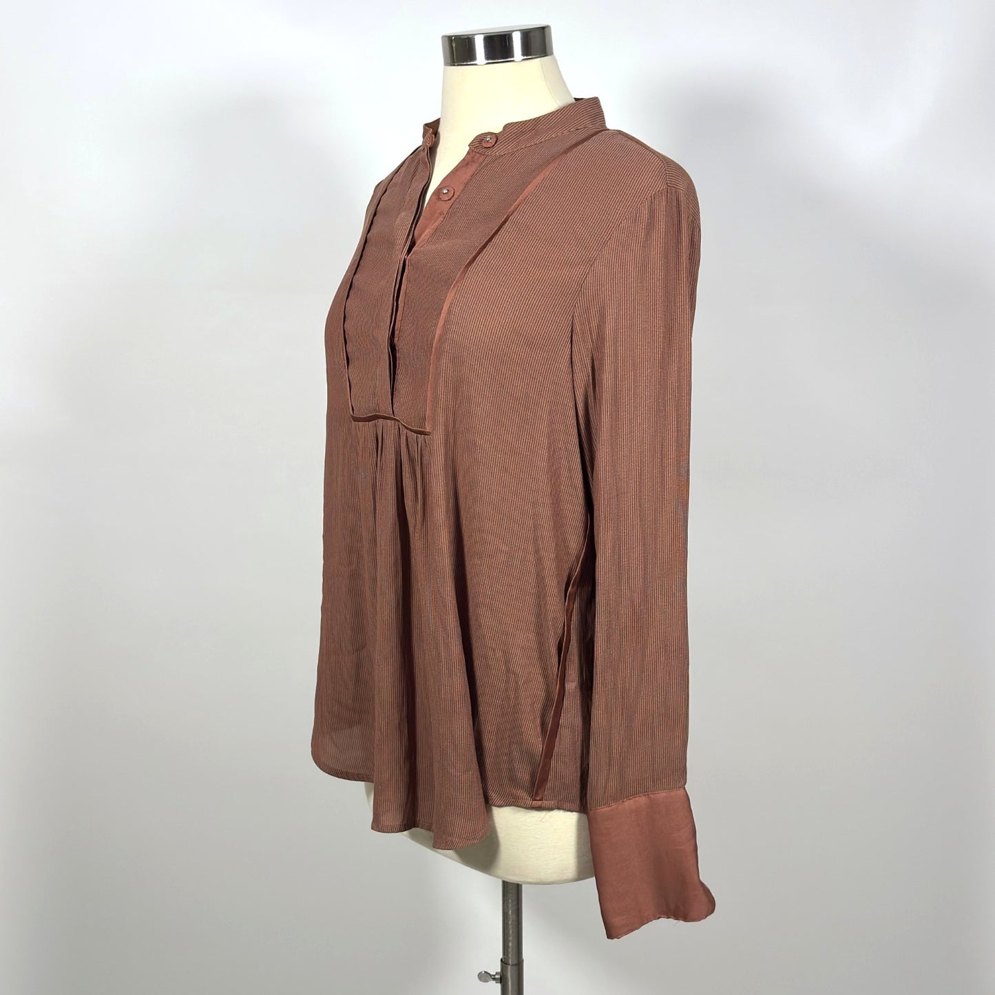 Free People Free Bird Striped Pullover Long Sleeve Blouse Rust Mauve - Small