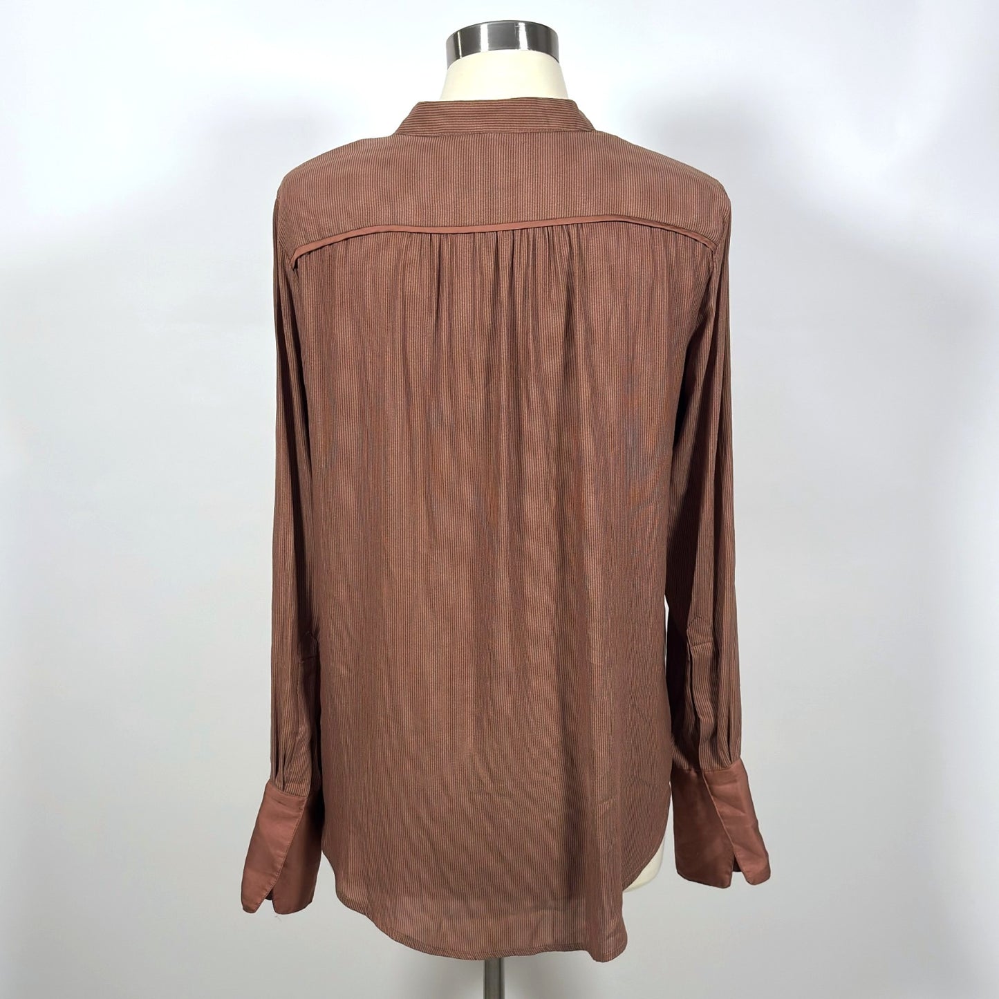 Free People Free Bird Striped Pullover Long Sleeve Blouse Rust Mauve - Small