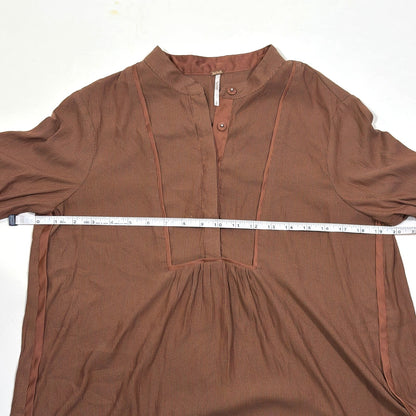 Free People Free Bird Striped Pullover Long Sleeve Blouse Rust Mauve - Small