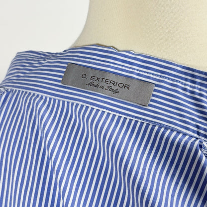 D. Exterior Button Up Blouse Ruffled Pinstripe Pleated Peekaboo Italy Medium