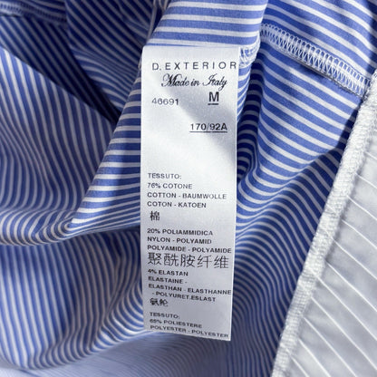 D. Exterior Button Up Blouse Ruffled Pinstripe Pleated Peekaboo Italy Medium