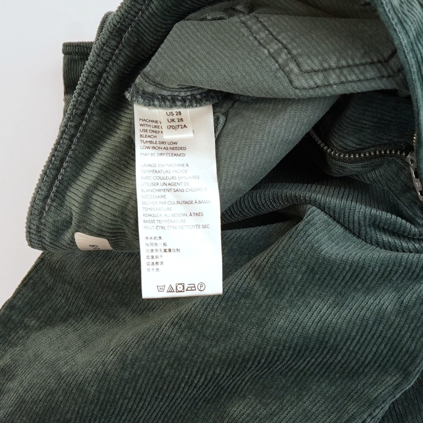 Pilcro High Rise Trouser Boot-Cut Corduroy Pants Sage Green - 28