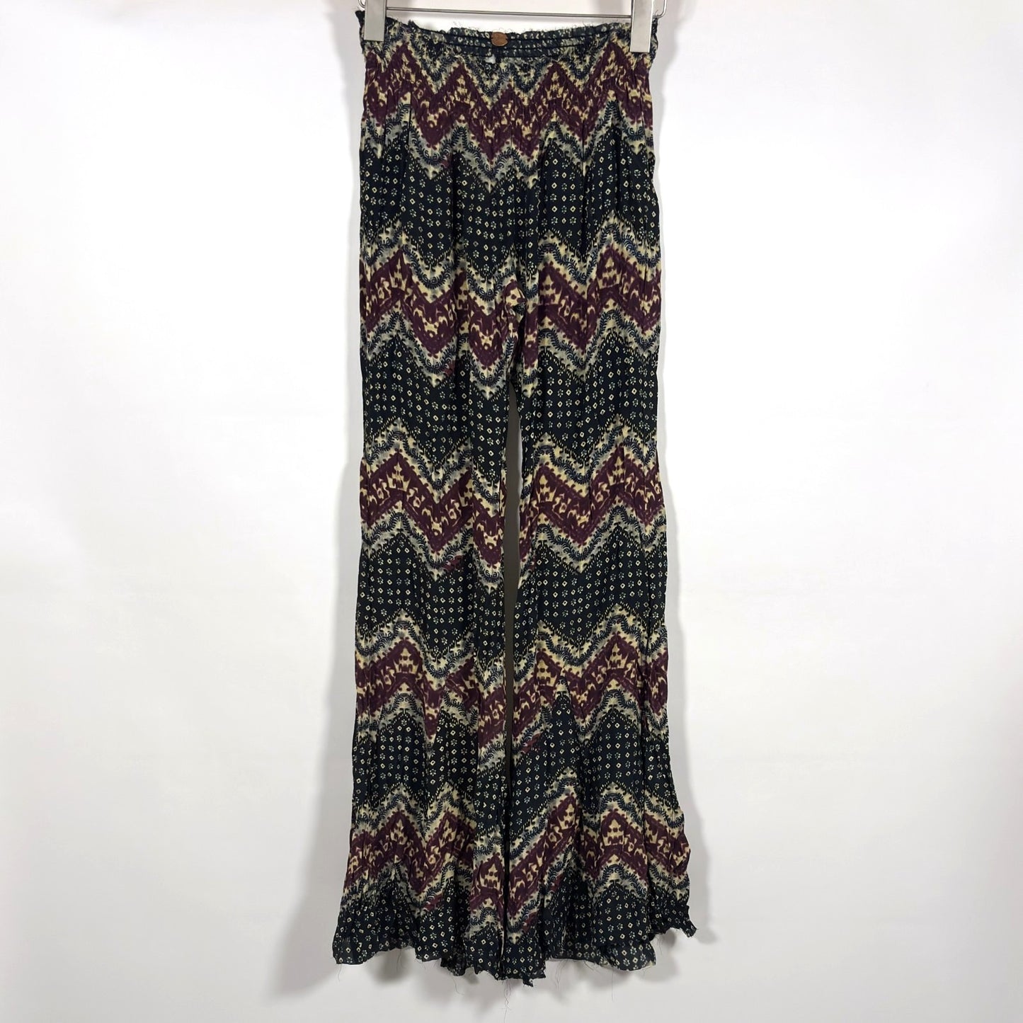 Free People One Wide Leg Flare Pants Purple Paisley Tribal - S