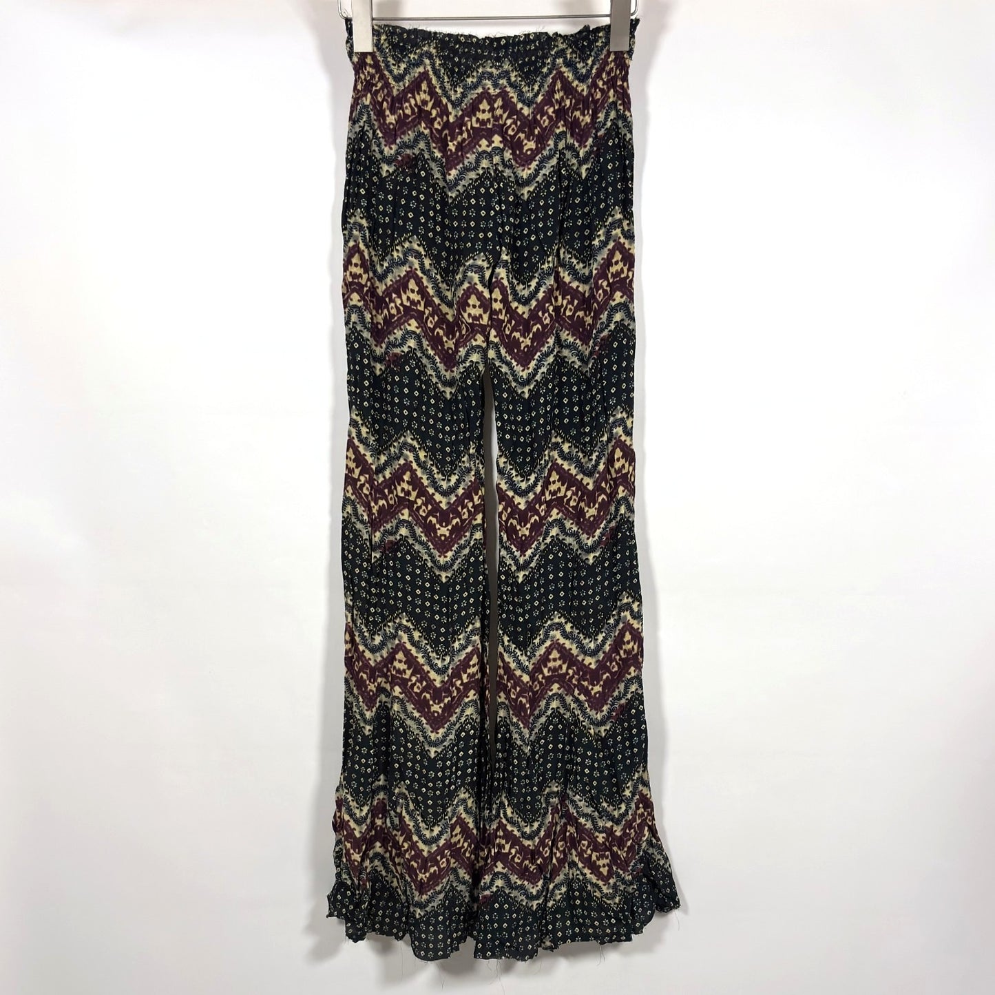 Free People One Wide Leg Flare Pants Purple Paisley Tribal - S