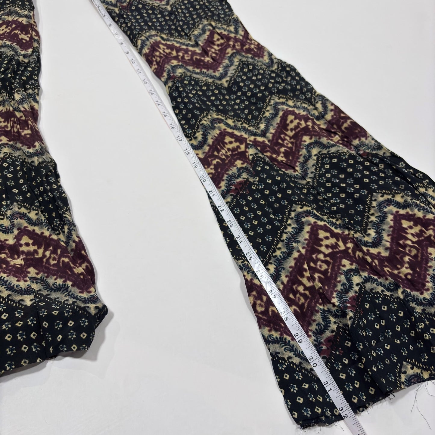 Free People One Wide Leg Flare Pants Purple Paisley Tribal - S