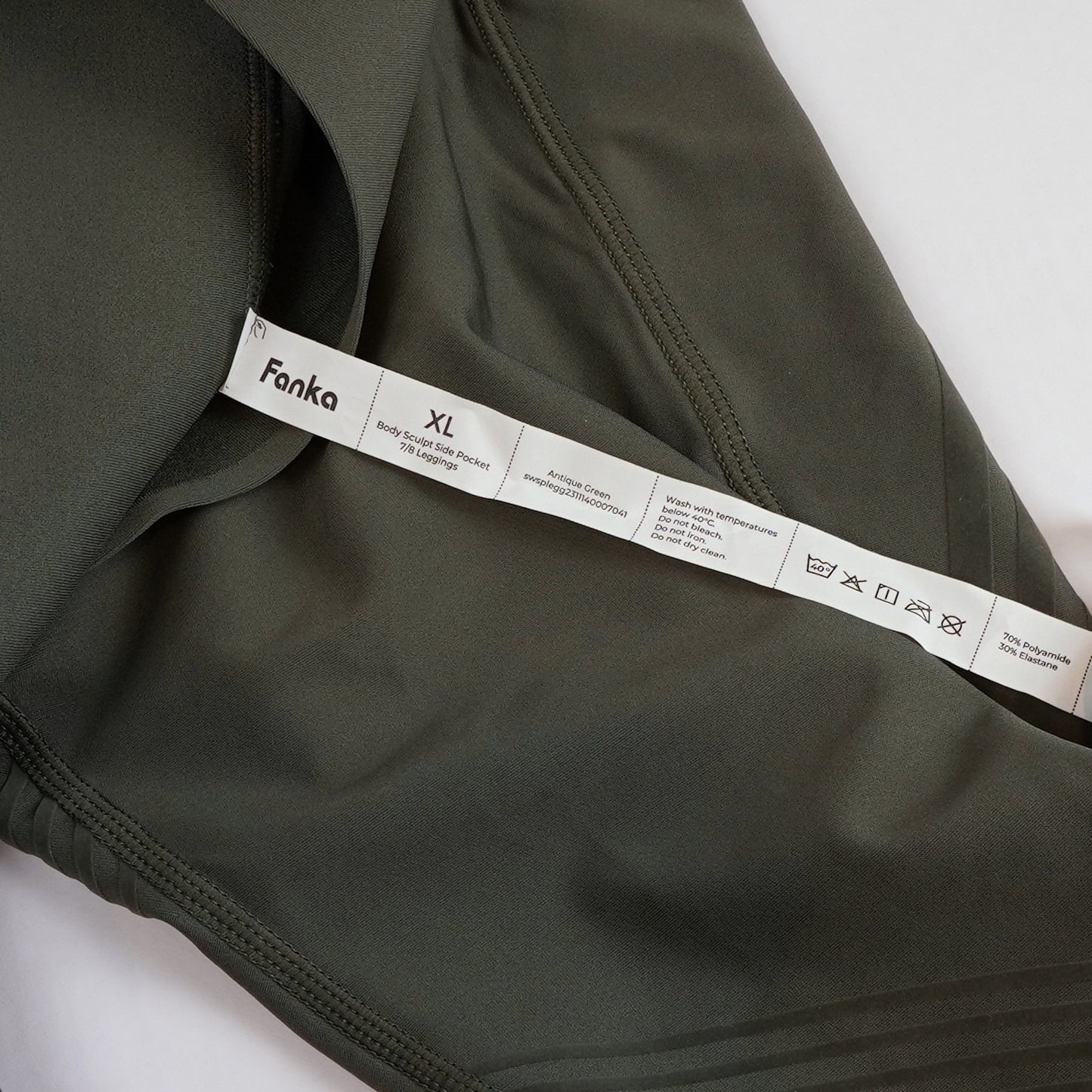 Fanka Body Sculpt Side Pocket 7/8 Compression Leggings Olive - XL