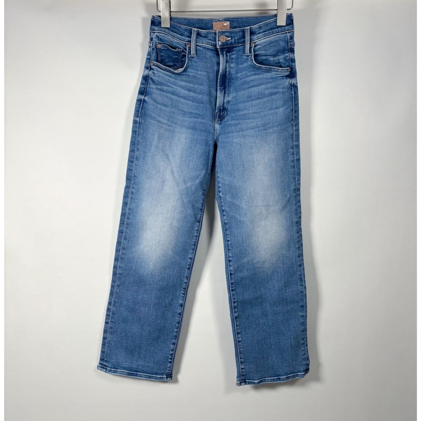 MOTHER Lil' Rambler Zip Flood Jeans Straight Leg High Rise Medium Wash - 27