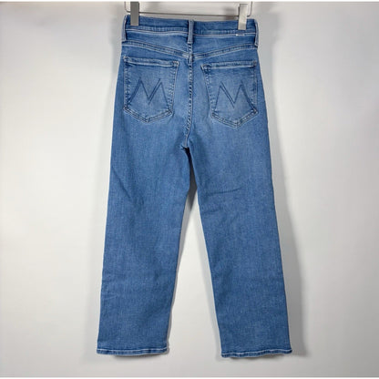 MOTHER Lil' Rambler Zip Flood Jeans Straight Leg High Rise Medium Wash - 27