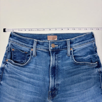 MOTHER Lil' Rambler Zip Flood Jeans Straight Leg High Rise Medium Wash - 27
