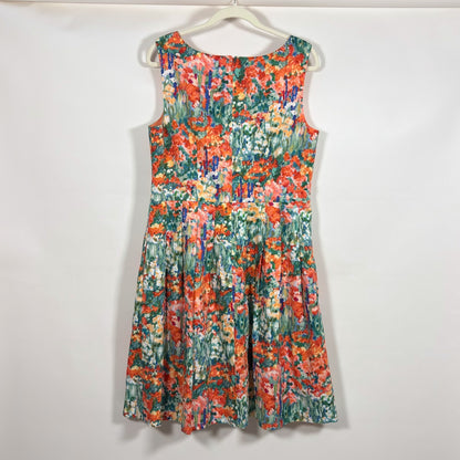 Talbots Floral Watercolor Fit & Flare Pleated Dress - 14