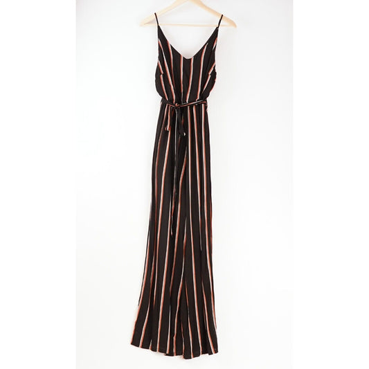 She + Sky Wide Leg Belted Striped Jumpsuit - S