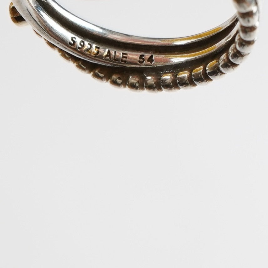 Pandora Rising Star Ring Two Tone Silver, Gold, Accent Diamond - 7