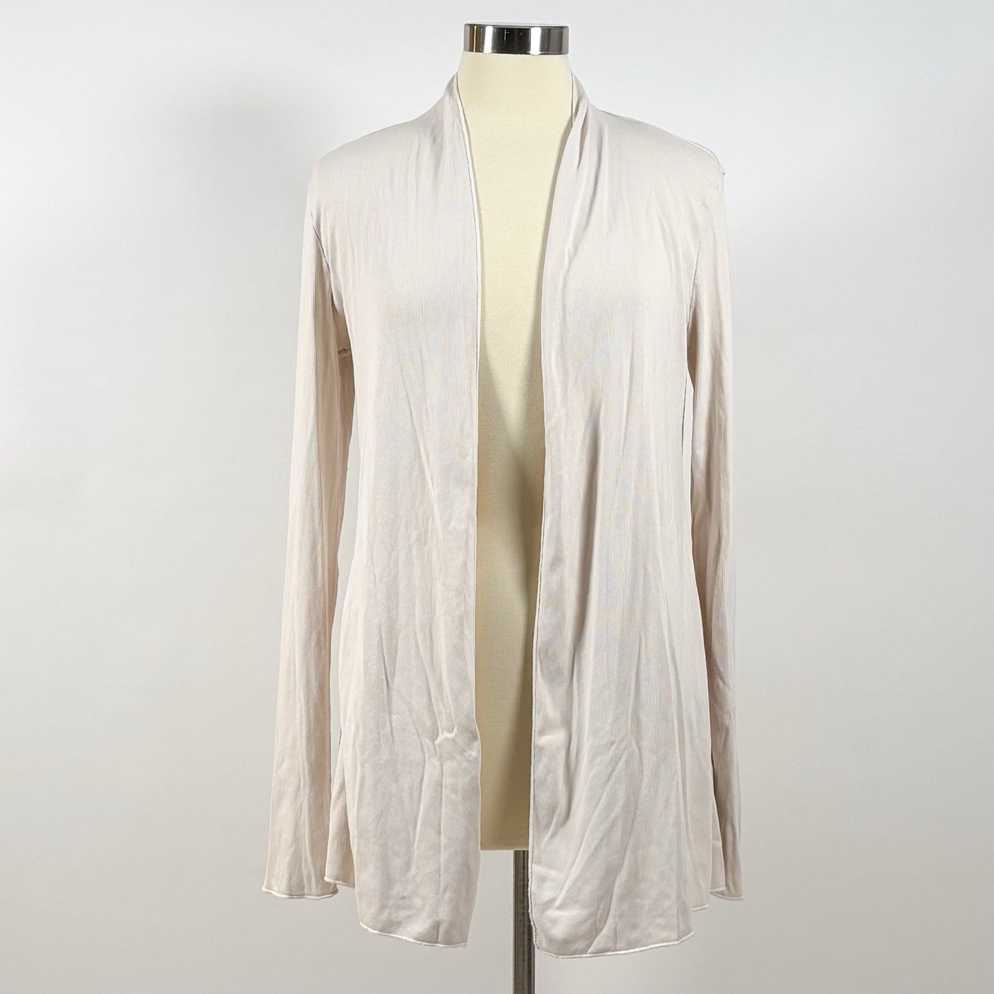 PJ Harlow Amelia Rib Knit Long Sleeve Cardigan Egg Nog Oatmeal - XS