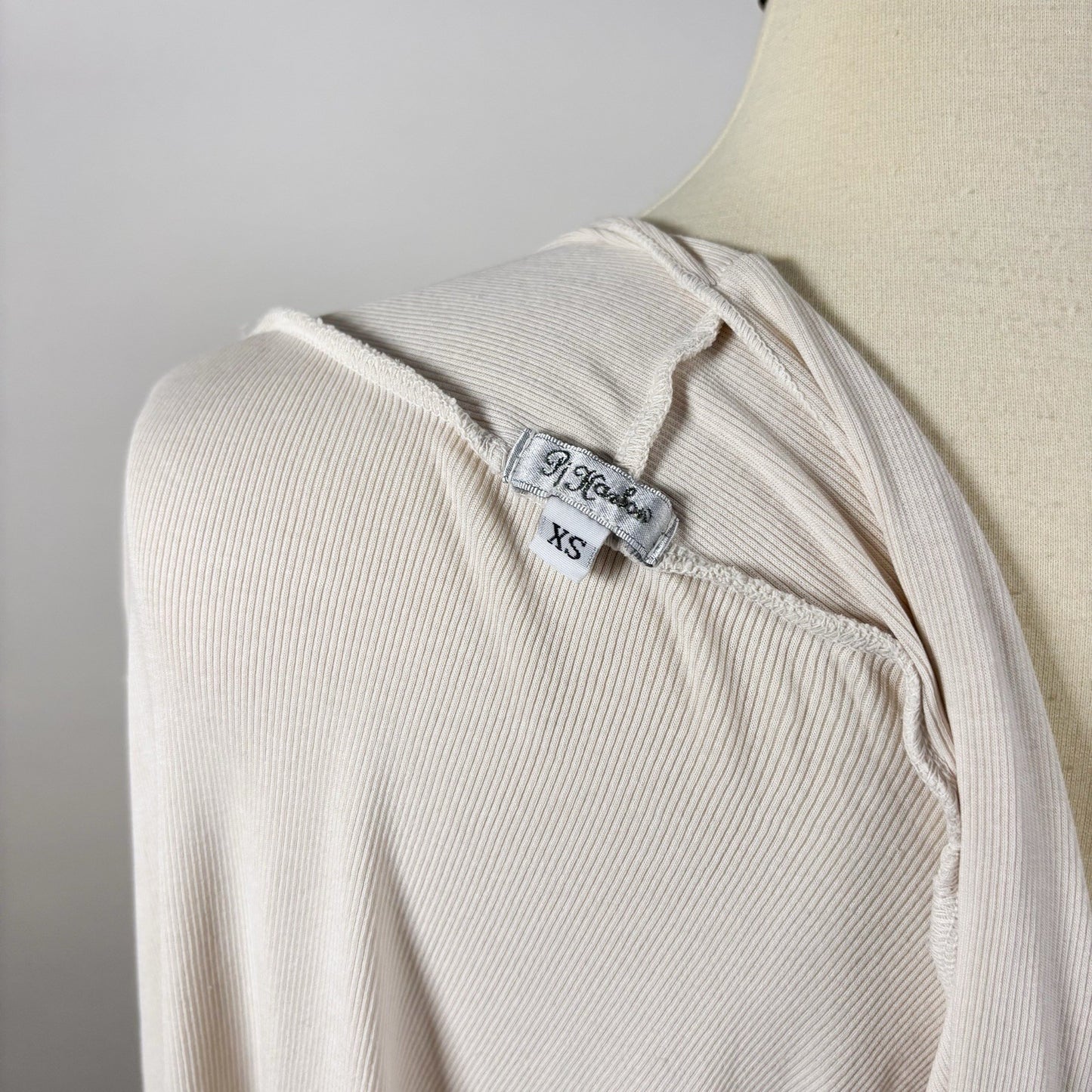 PJ Harlow Amelia Rib Knit Long Sleeve Cardigan Egg Nog Oatmeal - XS