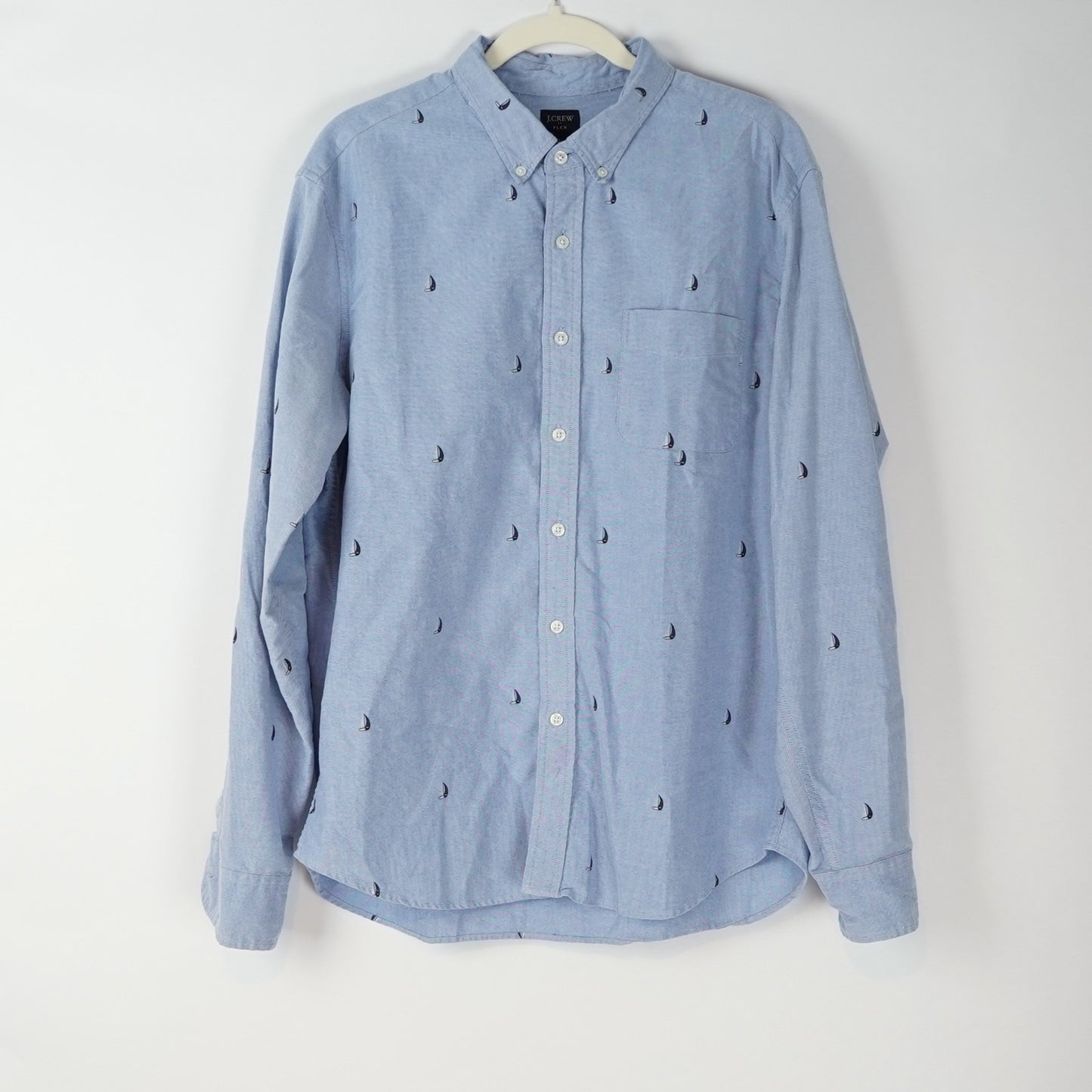 J Crew Chambray Sailboat Long Sleeve Button Down - L