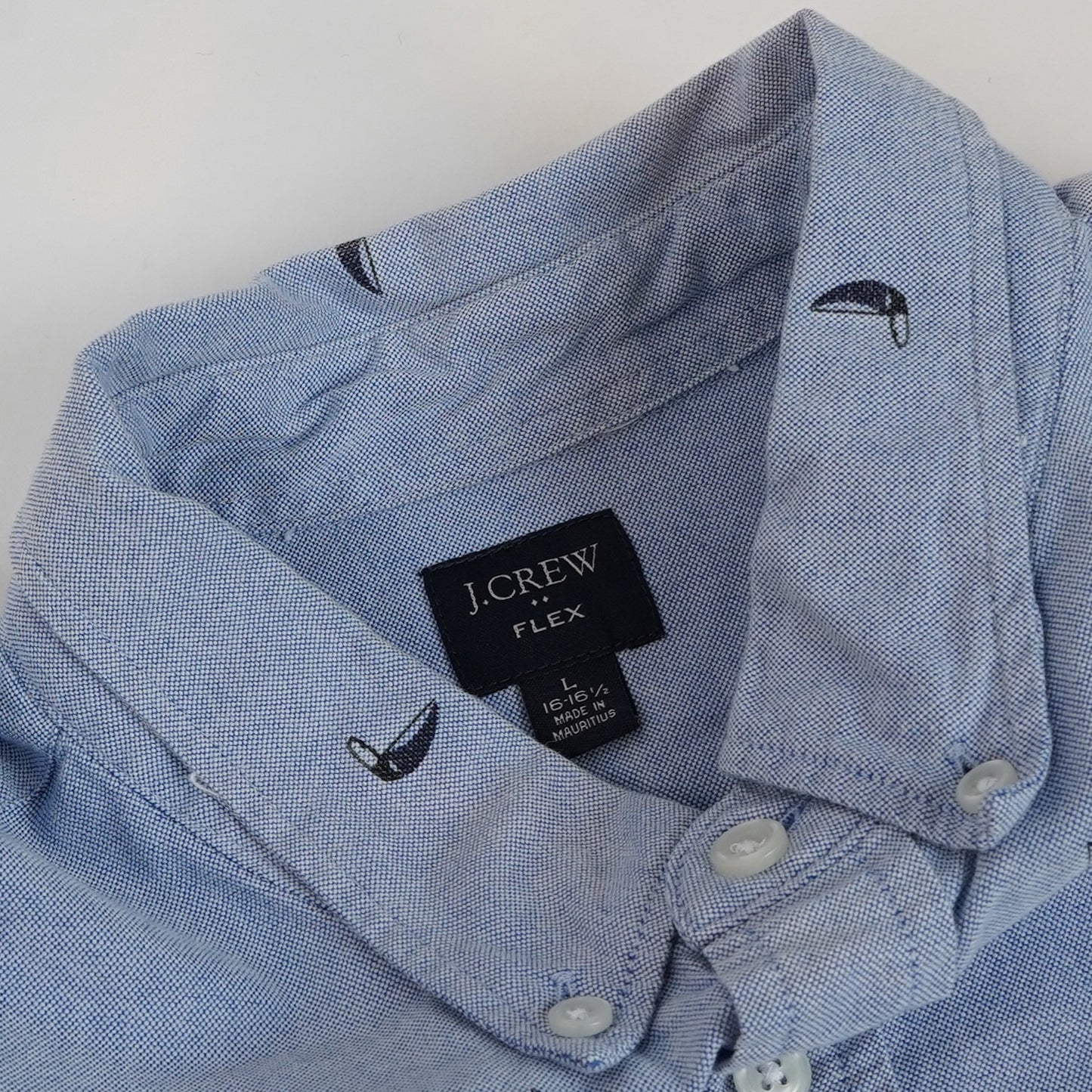 J Crew Chambray Sailboat Long Sleeve Button Down - L